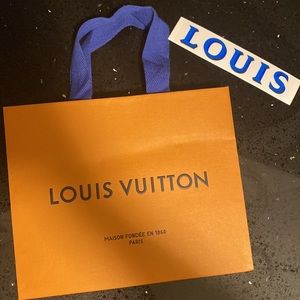 Louis Vuitton Paper Bag w/ LOUIS sticker 8.5 x 7 x 4.5”
